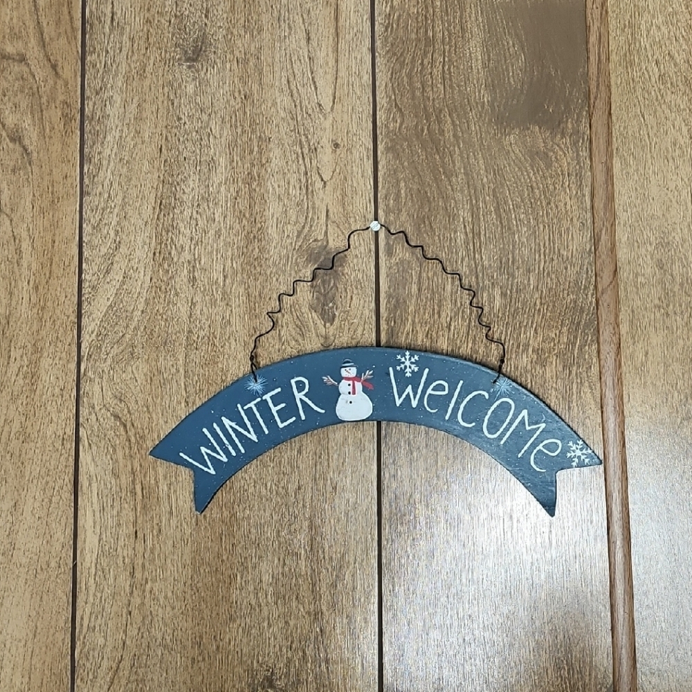 Winter Welcome Wall Sign - Blue